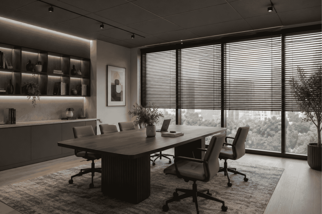 persianas para control de luz en oficinas modernas